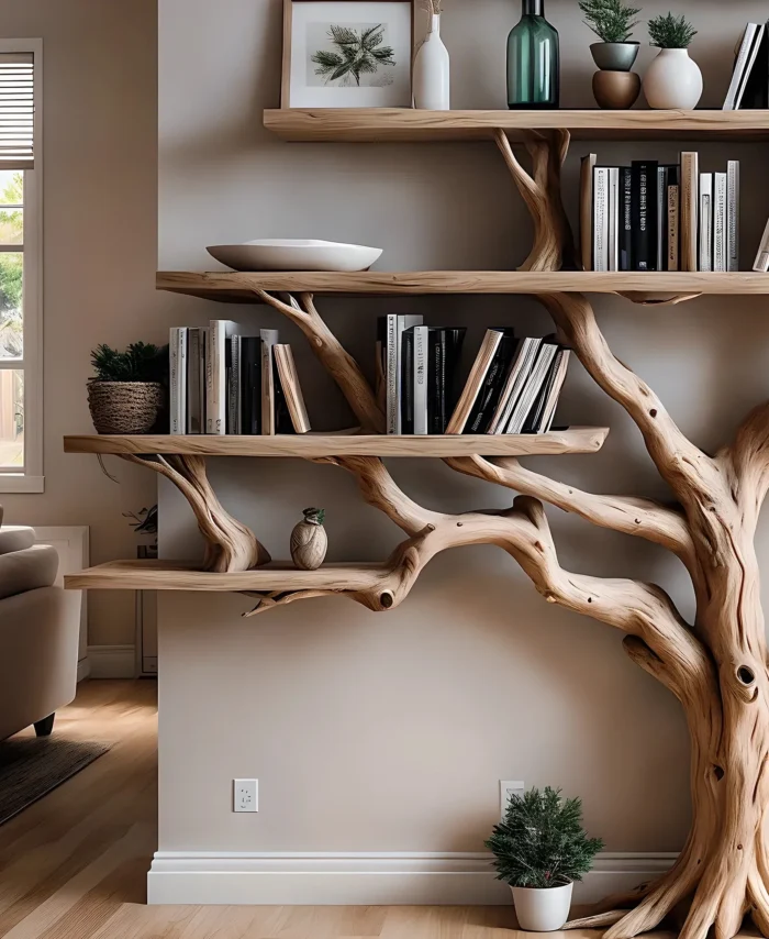 Branch Floating Bookshelf – Handmade Wall-Mounted Decor