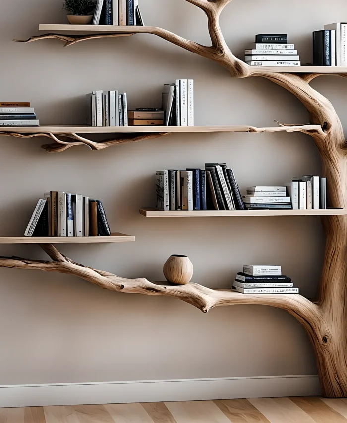 Solid Wood Branch Wall Shelf – Handmade Hanging Decor