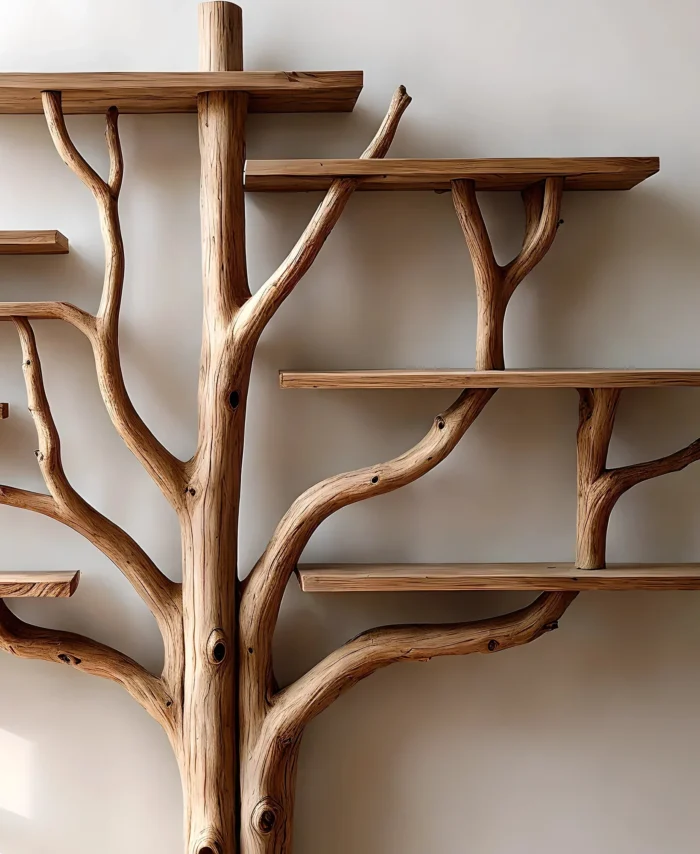 Solid Wood Branch Wall Shelf – Handmade Home Decor