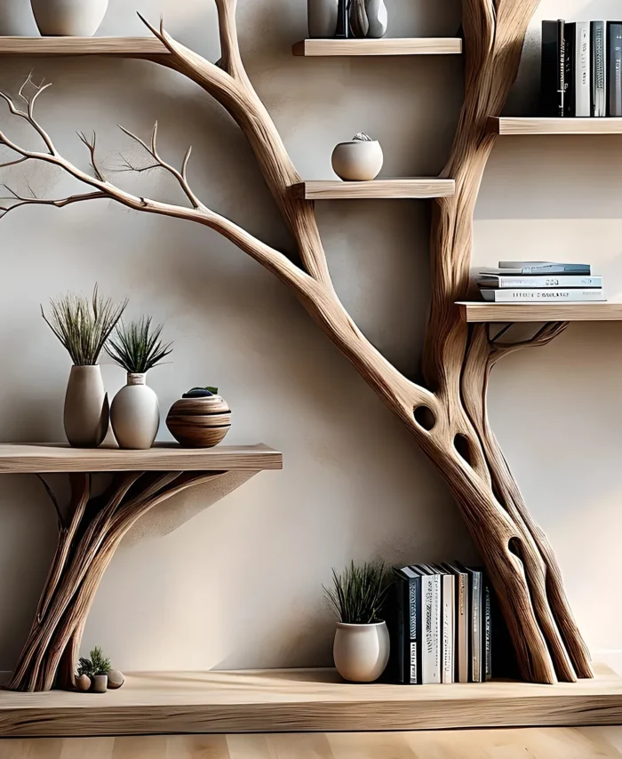 Kids Branch Bookshelf with Side Table – Floating Display