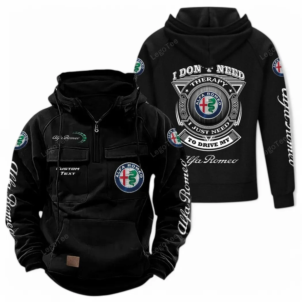 Vintage Ride Tactical Quarter-Zip Hoodie, Rugged Performance Quarter-Zip CAR106 - Black