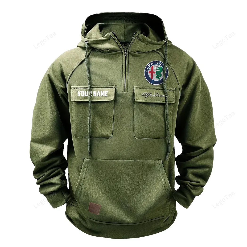 Racing Heritage Tactical Quarter-Zip Hoodie, Road Warrior Quarter-Zip CAR109 - Army Green
