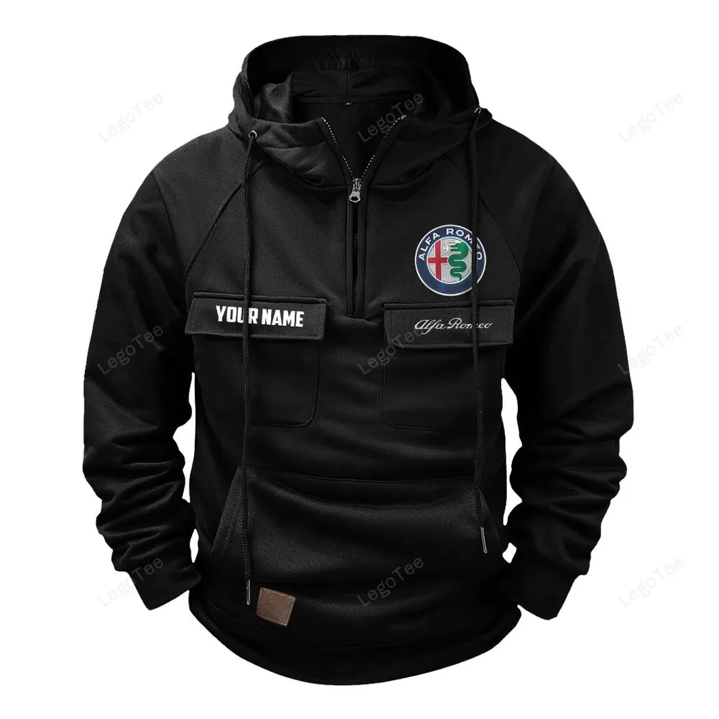 Racing Heritage Tactical Quarter-Zip Hoodie, Rugged Performance Quarter-Zip CAR109 - Black