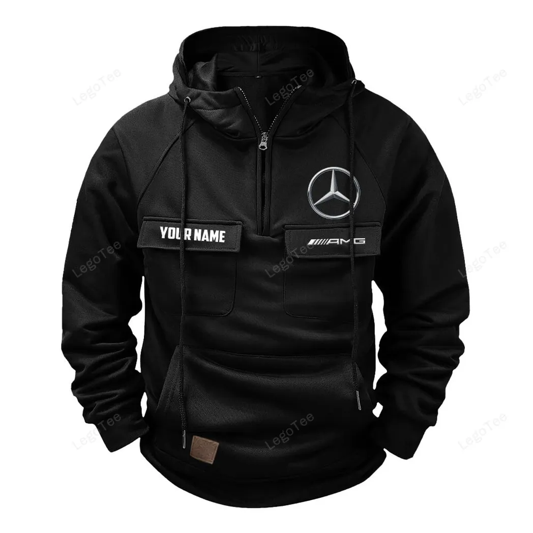 Racing Edition Car Tactical Quarter-Zip Hoodie, Utility Hoodie for Drivers CAR109 - Black