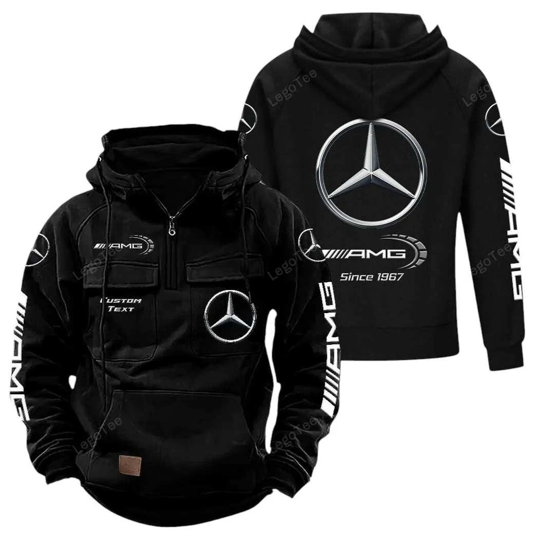 Track-Ready Car Tactical Quarter-Zip Hoodie, Open-Road Adventure Hoodie CAR960 - Black