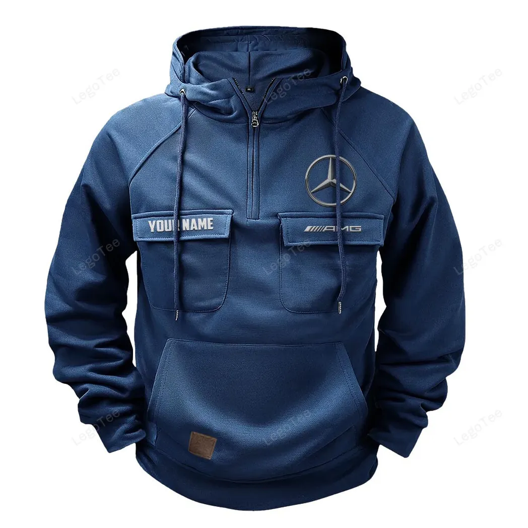 Speed Machine Tactical Quarter-Zip Hoodie, Custom Gearhead Hoodie CAR109 - Dark Blue