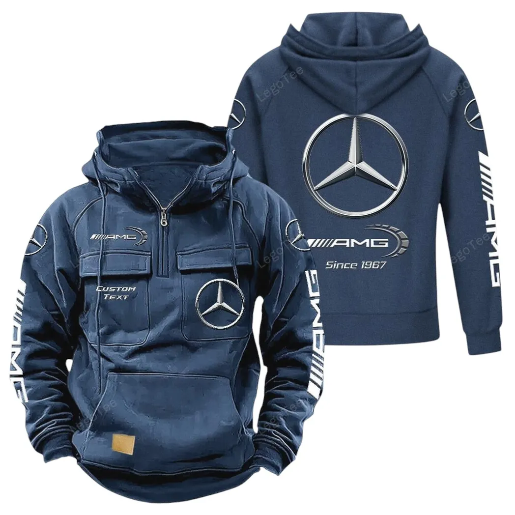 Racing Edition Car Tactical Quarter-Zip Hoodie, Custom Gearhead Hoodie CAR960 - Dark Blue