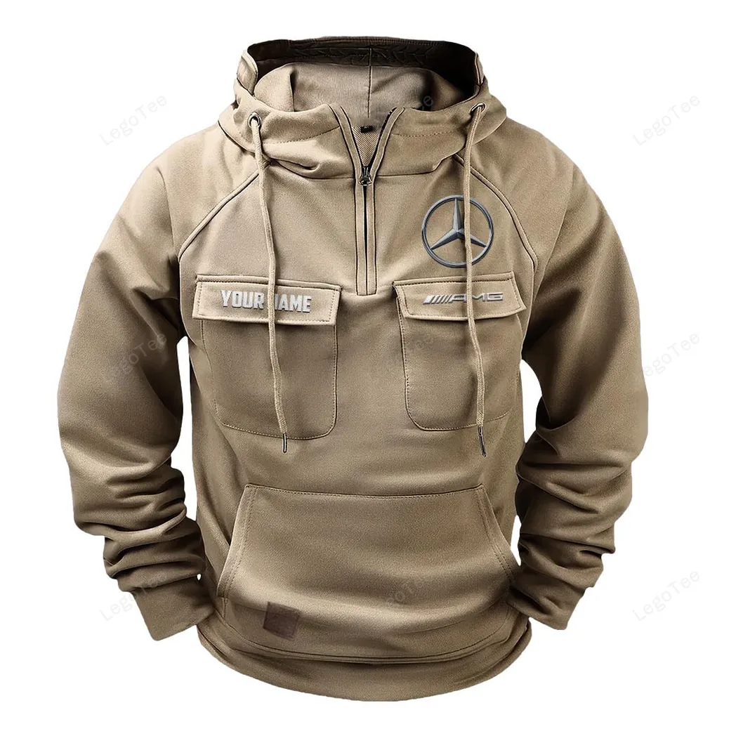 Sports Tuning Car Tactical Quarter-Zip Hoodie, Classic Rider Quarter-Zip CAR109 - Khaki
