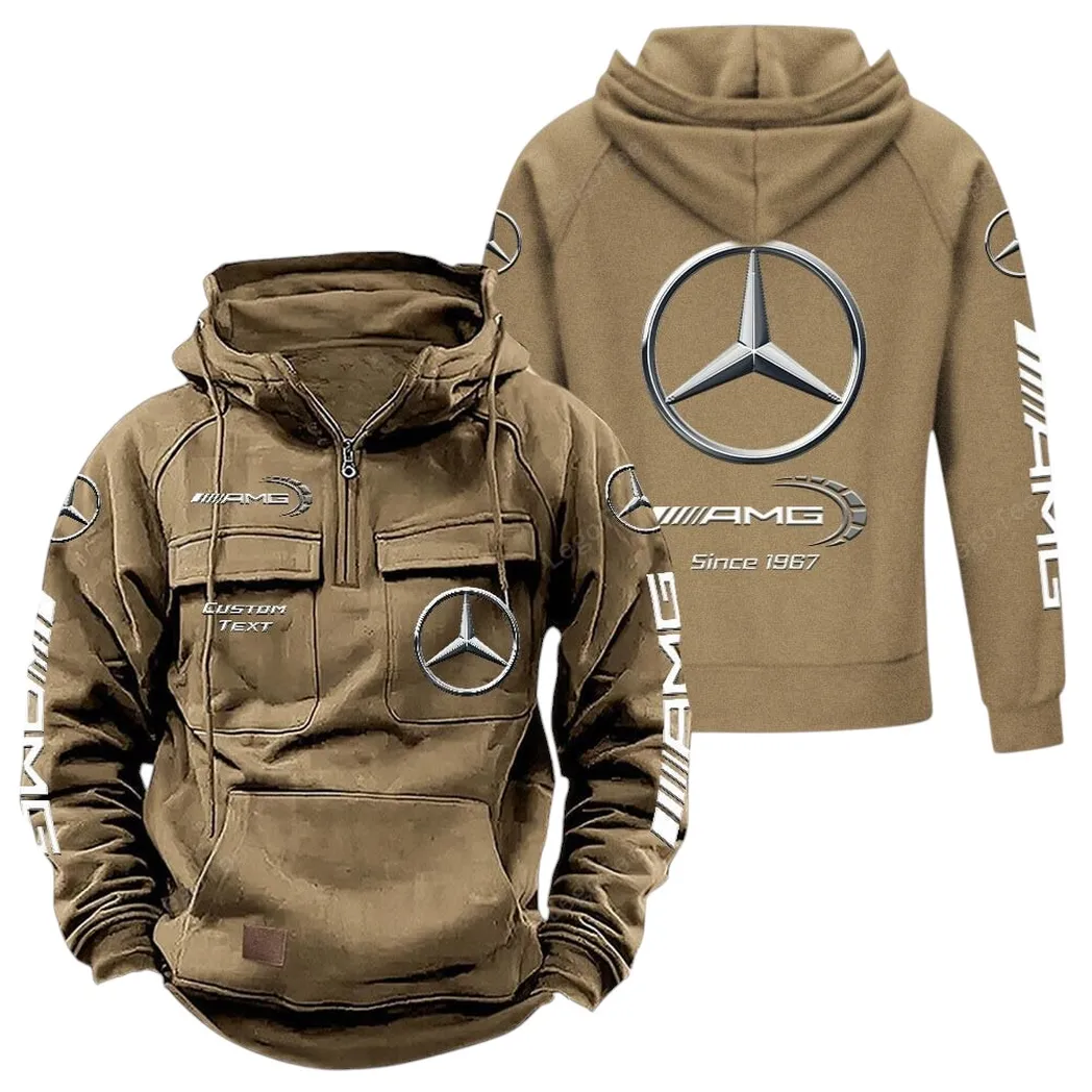 Sports Tuning Car Tactical Quarter-Zip Hoodie, Road Tested Tactical Style CAR960 - Khaki