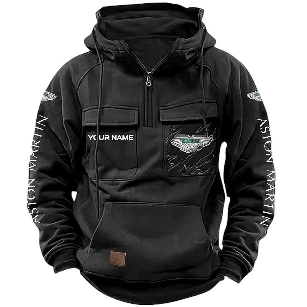 Sleek Roadster Tactical Quarter-Zip Hoodie, Utility Hoodie for Drivers CAR164 - Black