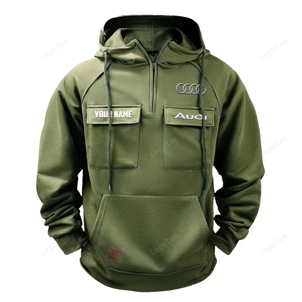 Luxury Car Tactical Quarter-Zip Hoodie, Open-Road Adventure Hoodie CAR109 - Army Green