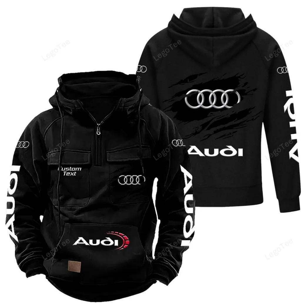 High-End Car Tactical Quarter-Zip Hoodie, Streetwear for Car Guys CAR122 - Black