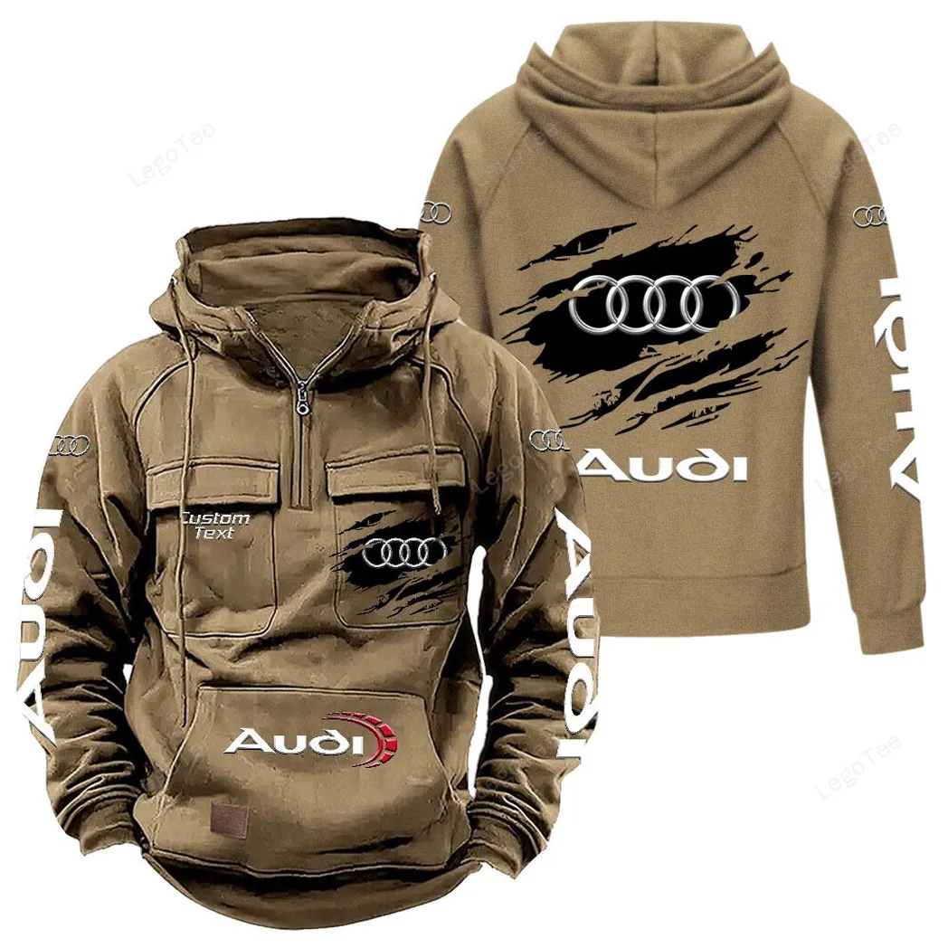 Prestige Car Tactical Quarter-Zip Hoodie, Open-Road Adventure Hoodie CAR122 - Khaki