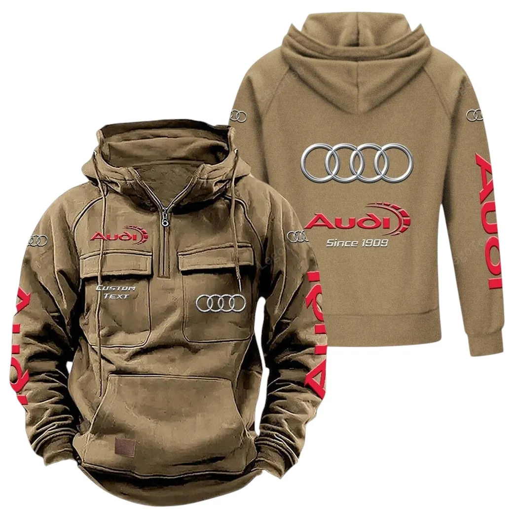 German Car Tactical Quarter-Zip Hoodie, Road-Ready Quarter-Zip Gear CAR960 - Khaki
