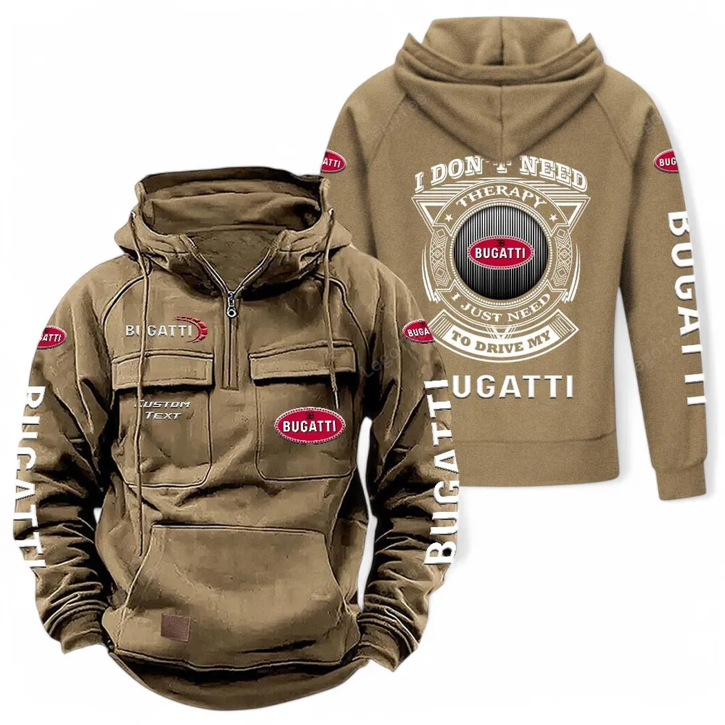 Exotic Automobile Tactical Quarter-Zip Hoodie, Utility Hoodie for Drivers CAR106 - Khaki