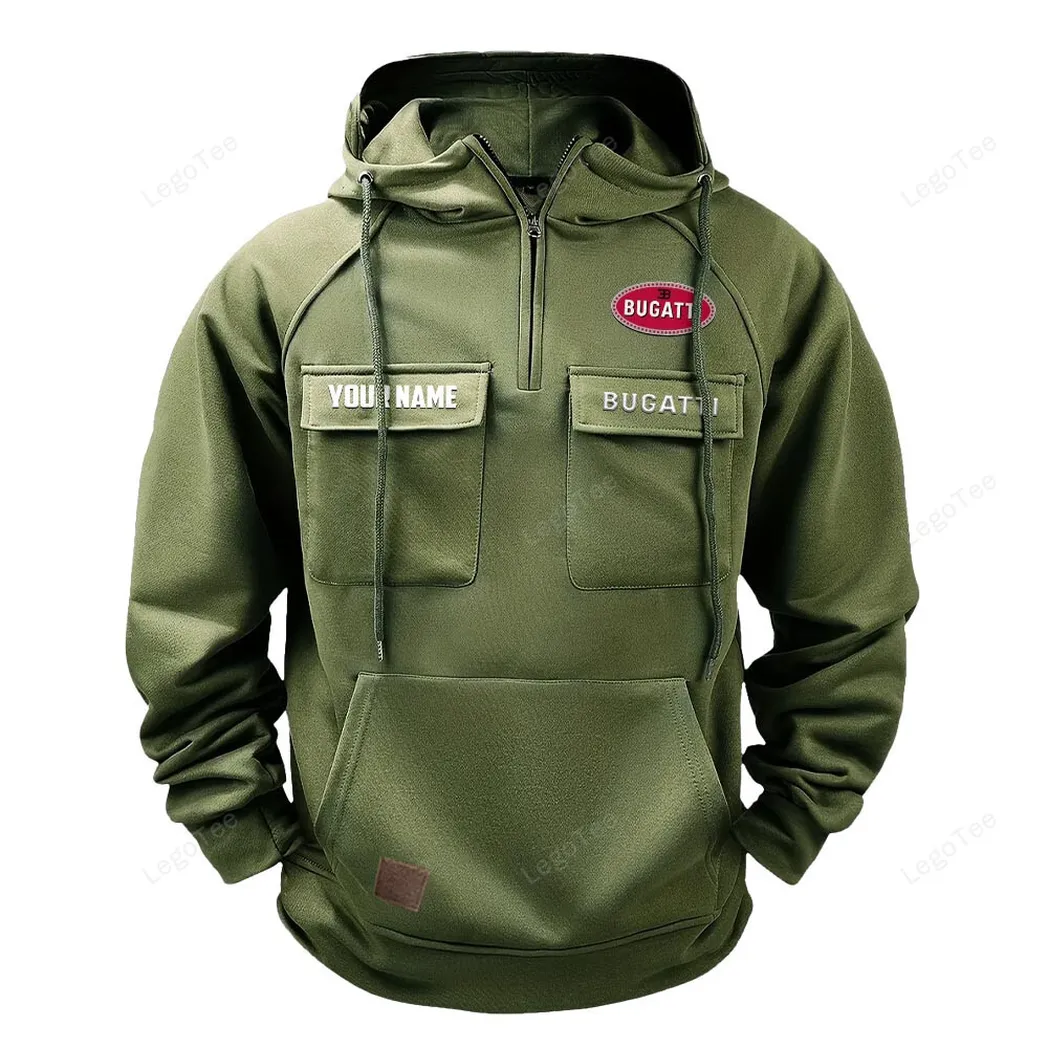 Extreme Speed Vehicle Tactical Quarter-Zip Hoodie, Racing Spirit Tactical Hoodie CAR109 - Army Green