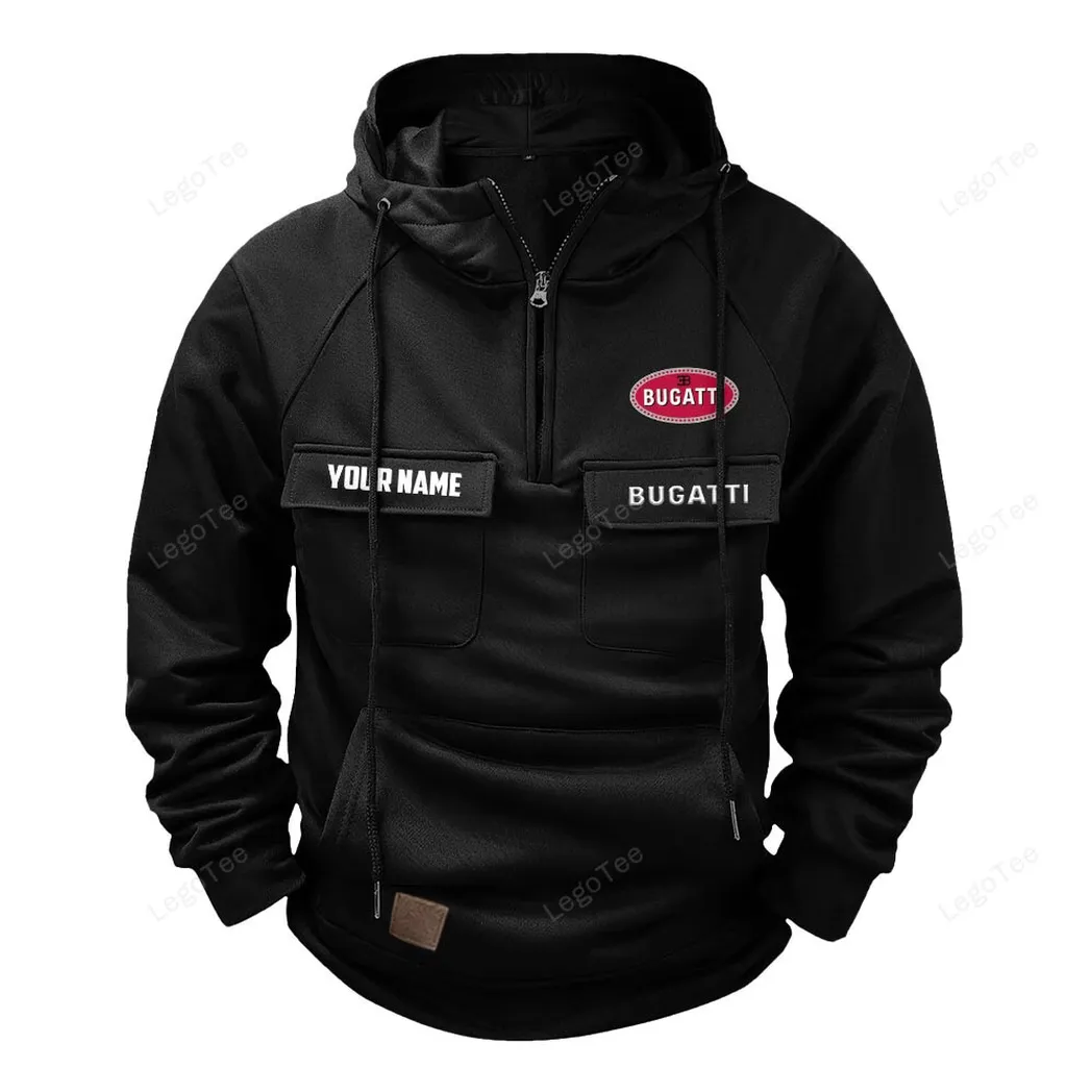 Exotic Automobile Tactical Quarter-Zip Hoodie, Garage-Tested Tactical Style CAR109 - Black