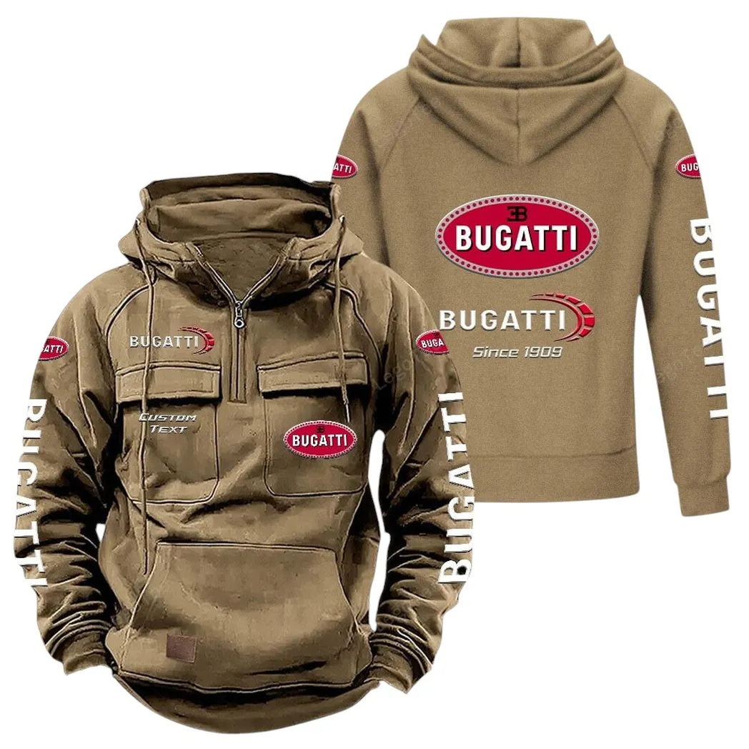 Exotic Automobile Tactical Quarter-Zip Hoodie, Road-Ready Quarter-Zip Gear CAR960 - Khaki