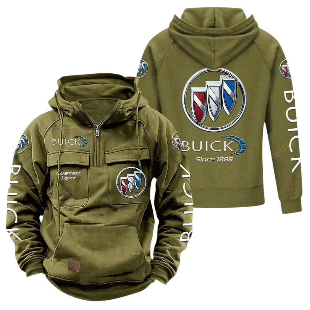 American Luxury Vehicle Tactical Quarter-Zip Hoodie, Rugged Garage Tactical Hoodie CAR960 - Army Green
