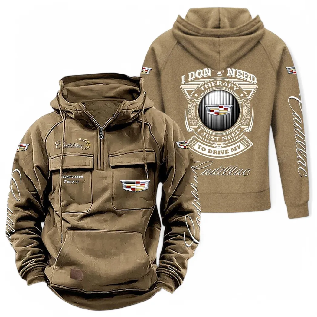 Classic American Cruiser Tactical Quarter-Zip Hoodie, Garage Nights Hoodie CAR106 - Khaki