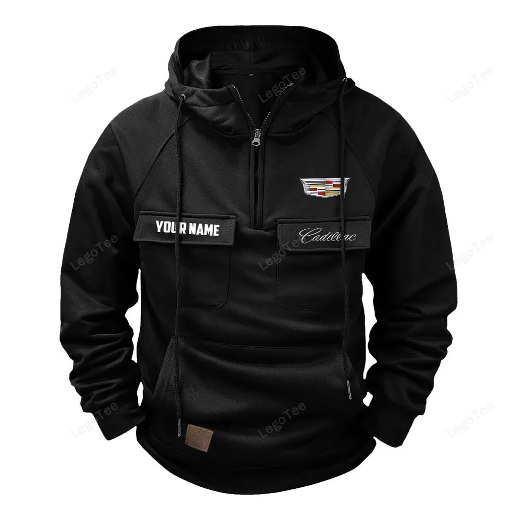 Elegant Touring Car Tactical Quarter-Zip Hoodie, Bold Garage-Ready Hoodie CAR109 - Black