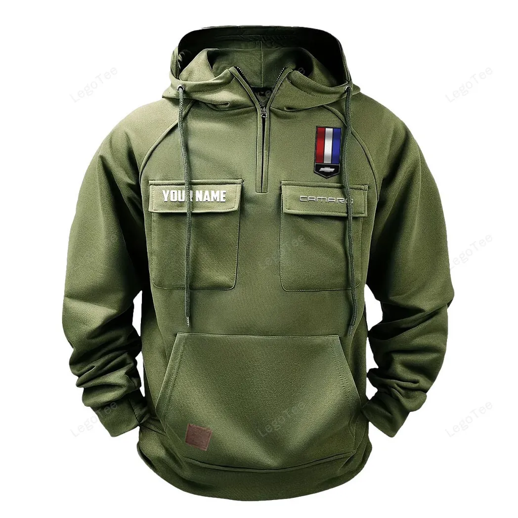 Two-Door Sports Car Tactical Quarter-Zip Hoodie, Wrench & Ride Hoodie CAR109 - Army Green