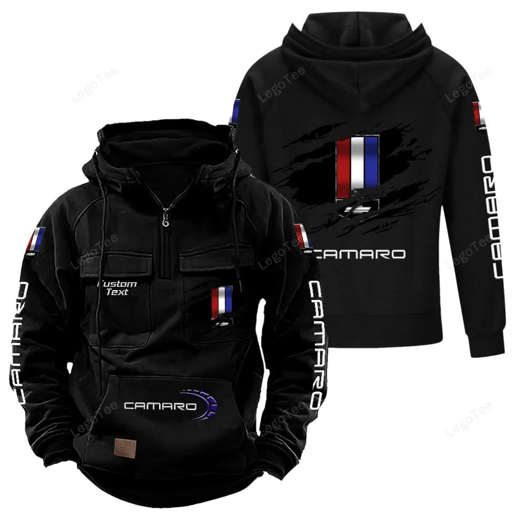 Classic Road Car Tactical Quarter-Zip Hoodie, Gearhead Tactical Streetwear CAR122 - Black