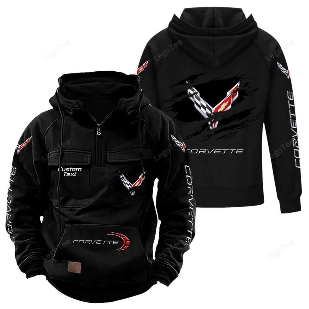 Classic Muscle Car Tactical Quarter-Zip Hoodie, Rugged Garage Tactical Hoodie CAR122 - Black