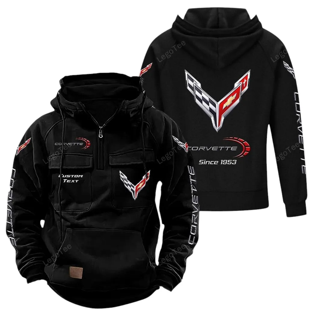 Two-Seater Sports Car Tactical Quarter-Zip Hoodie, Racing Spirit Tactical Hoodie CAR960 - Black