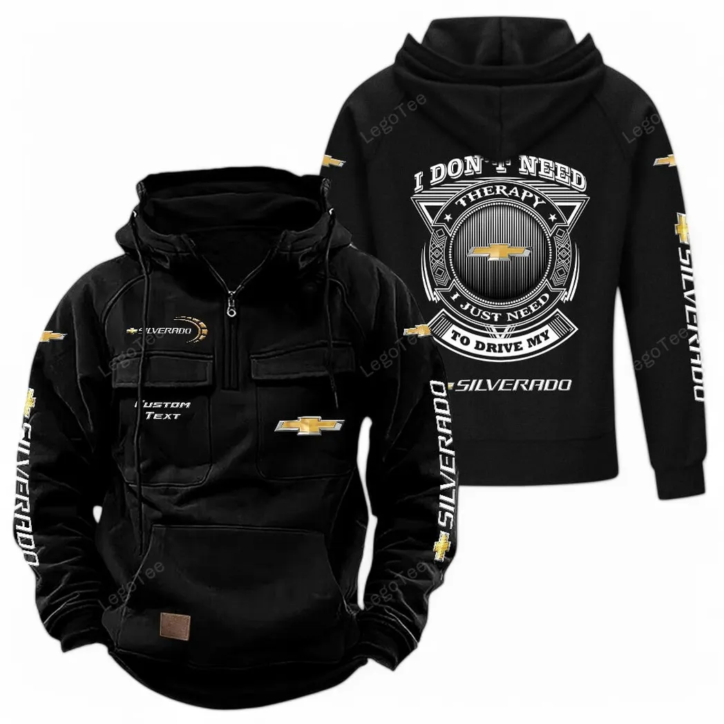 American Work Truck Tactical Quarter-Zip Hoodie, Motorcycle Spirit Hoodie CAR106 - Black
