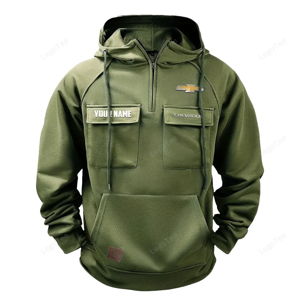 American Pickup Truck Tactical Quarter-Zip Hoodie, Garage Nights Hoodie CAR109 - Army Green