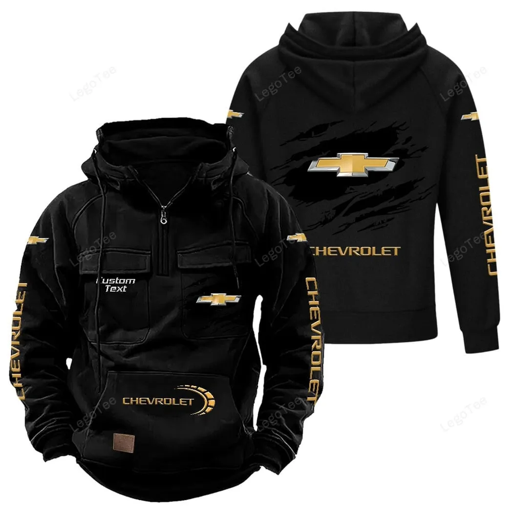 Urban Commuter Car Tactical Quarter-Zip Hoodie, Biker Lifestyle Hoodie CAR122 - Black