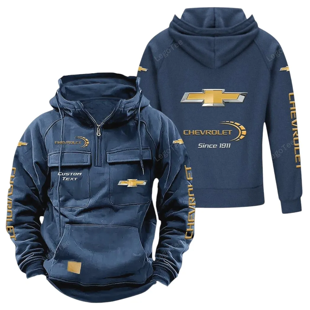 American Pickup Truck Tactical Quarter-Zip Hoodie, Bold Garage-Ready Hoodie CAR960 - Dark Blue