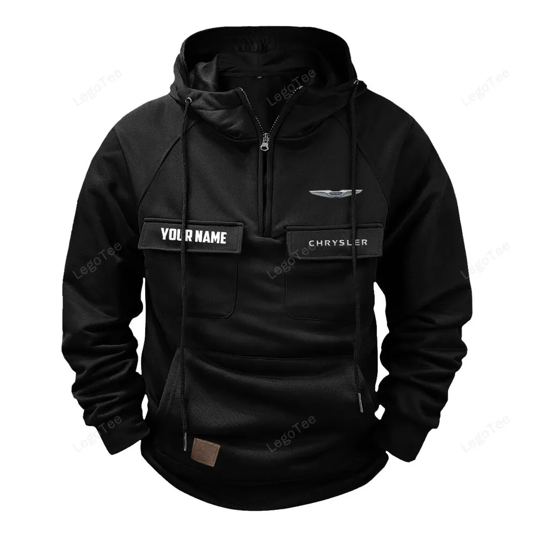 Full-Size Car Tactical Quarter-Zip Hoodie, Biker Lifestyle Hoodie CAR109 - Black
