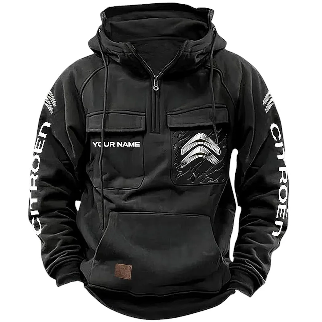 Family Car Tactical Quarter-Zip Hoodie, Open-Road Adventure Hoodie CAR164 - Black
