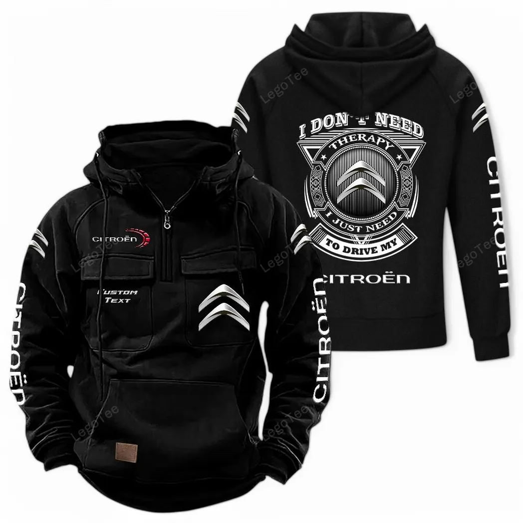 Comfortable Sedan Tactical Quarter-Zip Hoodie, Bold Garage-Ready Hoodie CAR106 - Black