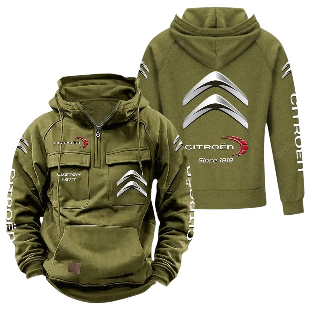 Family Car Tactical Quarter-Zip Hoodie, Driver's Quarter-Zip Essential CAR960 - Army Green