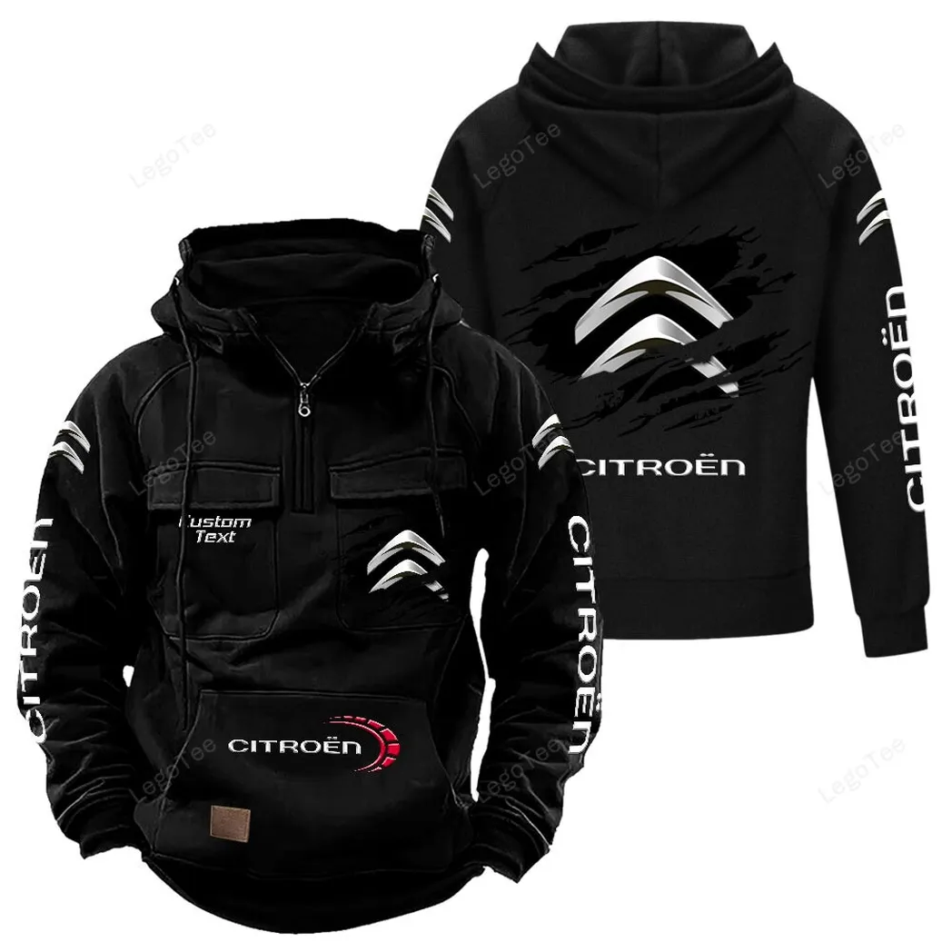 Urban Sedan Tactical Quarter-Zip Hoodie, Motorcycle Spirit Hoodie CAR122 - Black