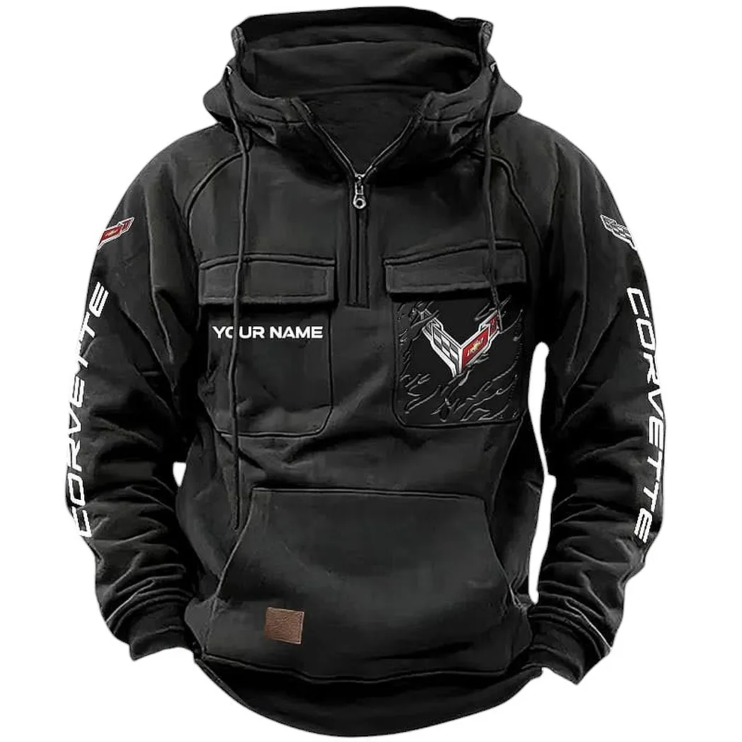 V8 Power Tactical Quarter-Zip Hoodie, Rugged Garage Tactical Hoodie CAR164 - Black