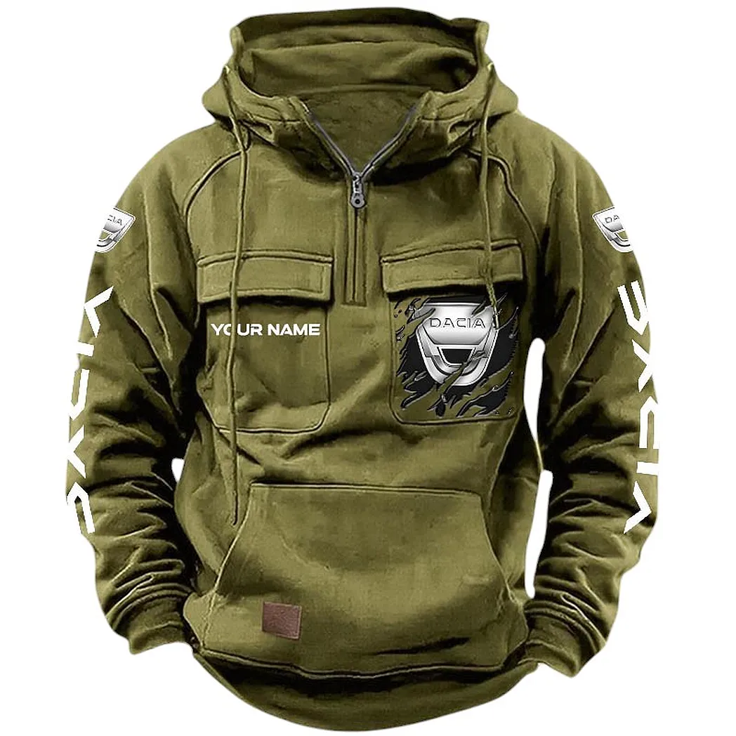 Duradrive Motors Tactical Quarter-Zip Hoodie, Built Tough for Riders CAR164 - Army Green