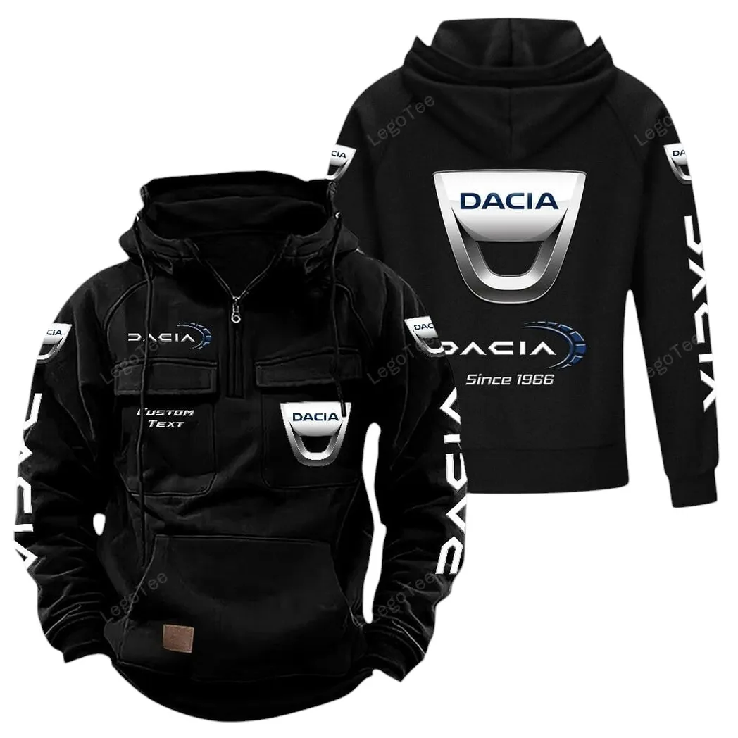 Duradrive Motors Tactical Quarter-Zip Hoodie, Open-Road Adventure Hoodie CAR960 - Black