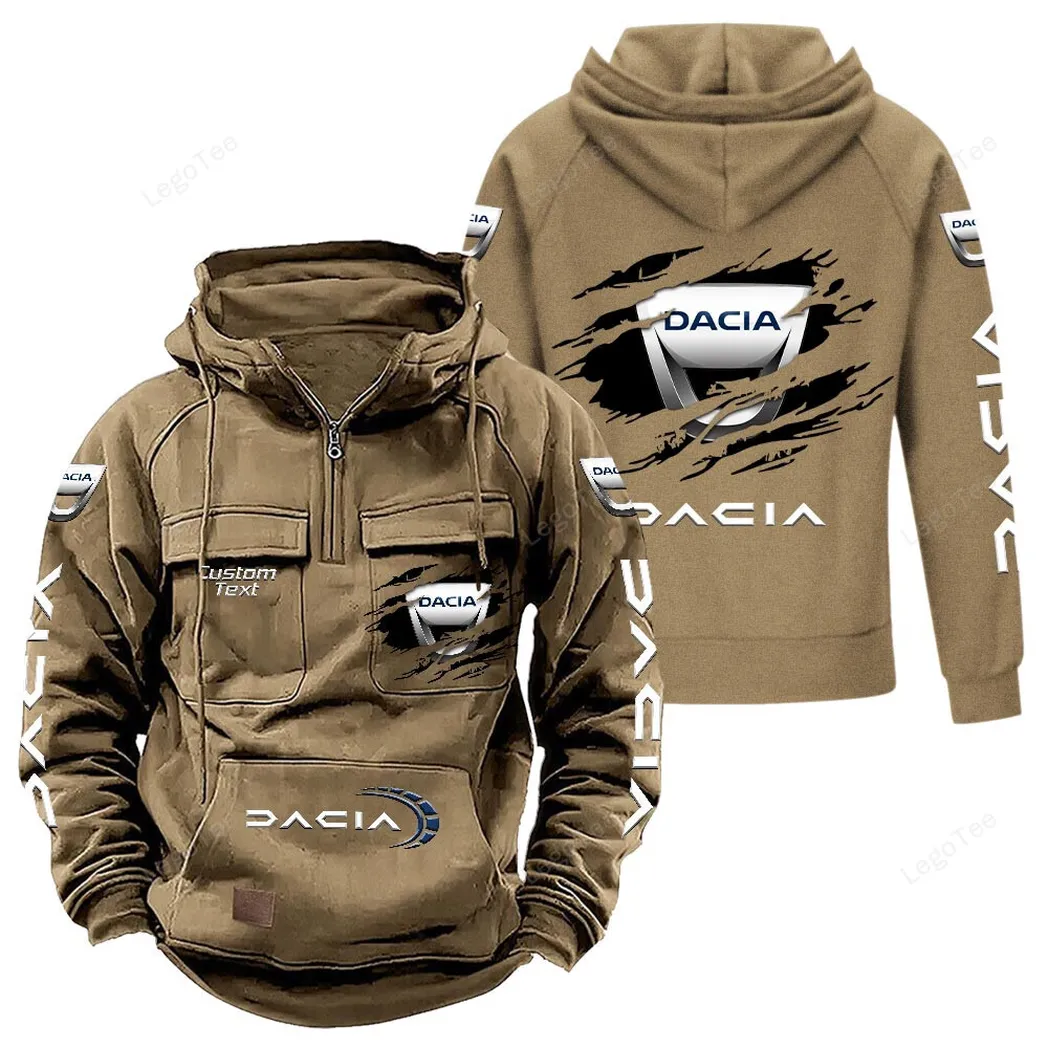 Dynatech Vehicles Tactical Quarter-Zip Hoodie, Rugged Garage Tactical Hoodie CAR122 - Khaki