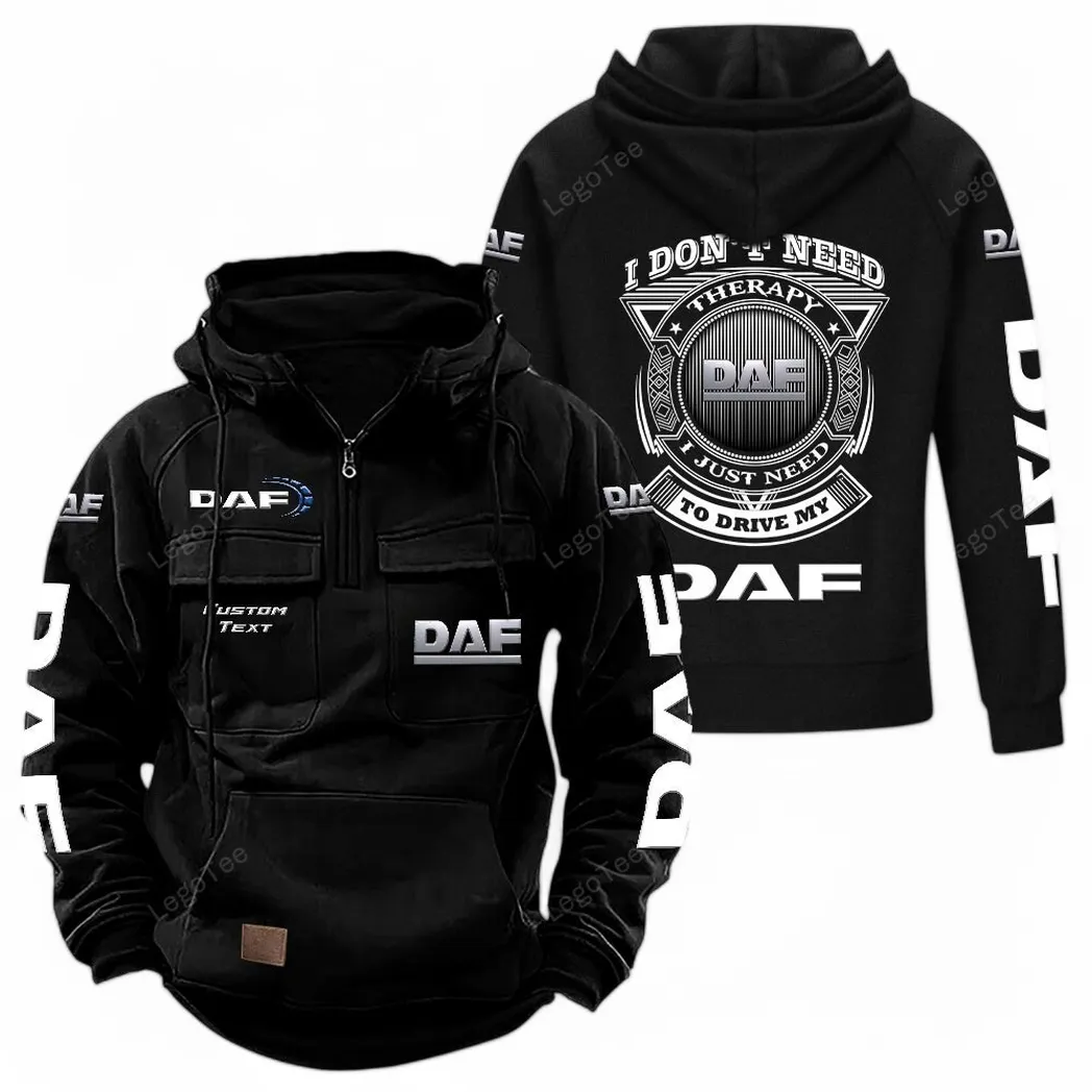 Heavy Truck Tactical Quarter-Zip Hoodie, Built Tough for Riders CAR106 - Black