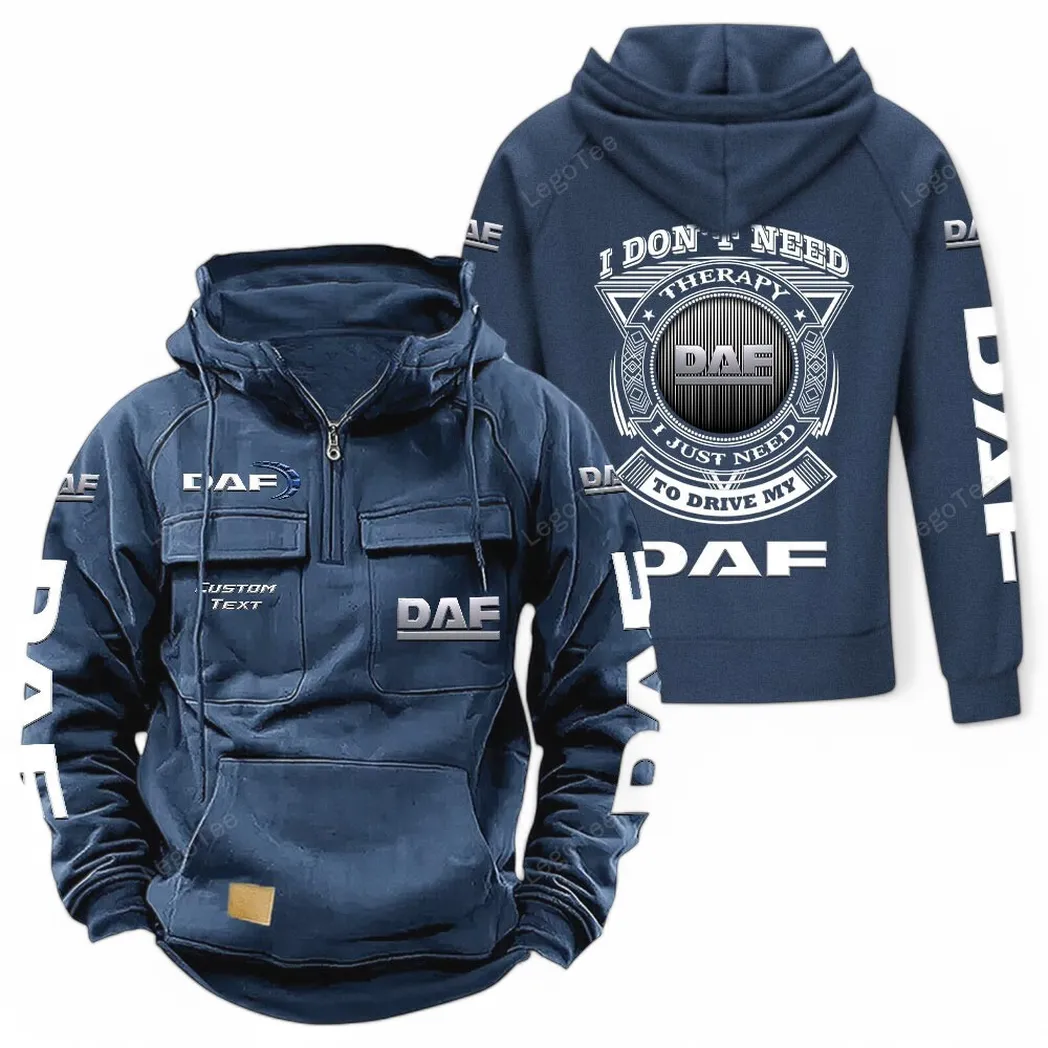 Heavy Truck Tactical Quarter-Zip Hoodie, Gearhead Tactical Streetwear CAR106 - Dark Blue
