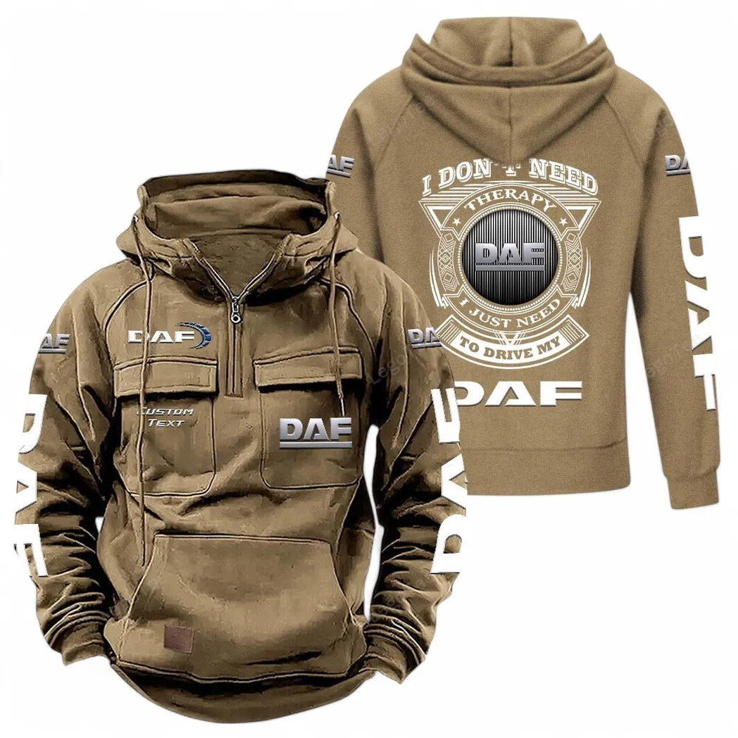 Heavy Truck Tactical Quarter-Zip Hoodie, Rugged Performance Quarter-Zip CAR106 - Khaki
