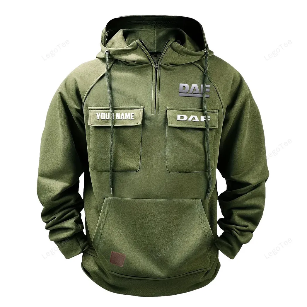 Long-Haul Vehicle Tactical Quarter-Zip Hoodie, Wrench & Ride Hoodie CAR109 - Army Green