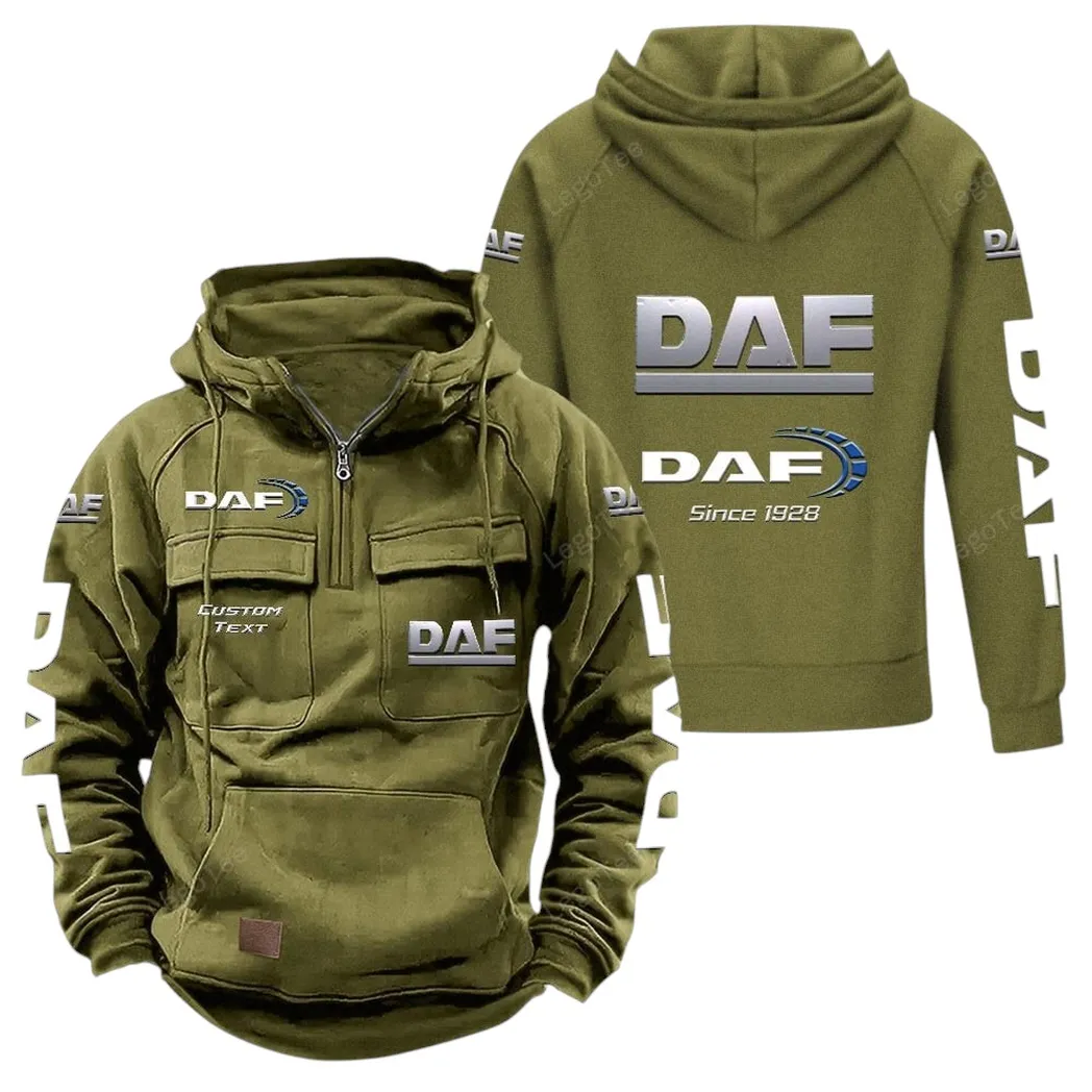 Freight Truck Tactical Quarter-Zip Hoodie, Rugged Garage Tactical Hoodie CAR960 - Army Green