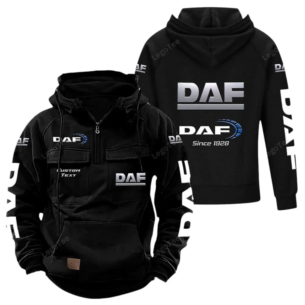 Tractor-Trailer Tactical Quarter-Zip Hoodie, Garage Nights Hoodie CAR960 - Black