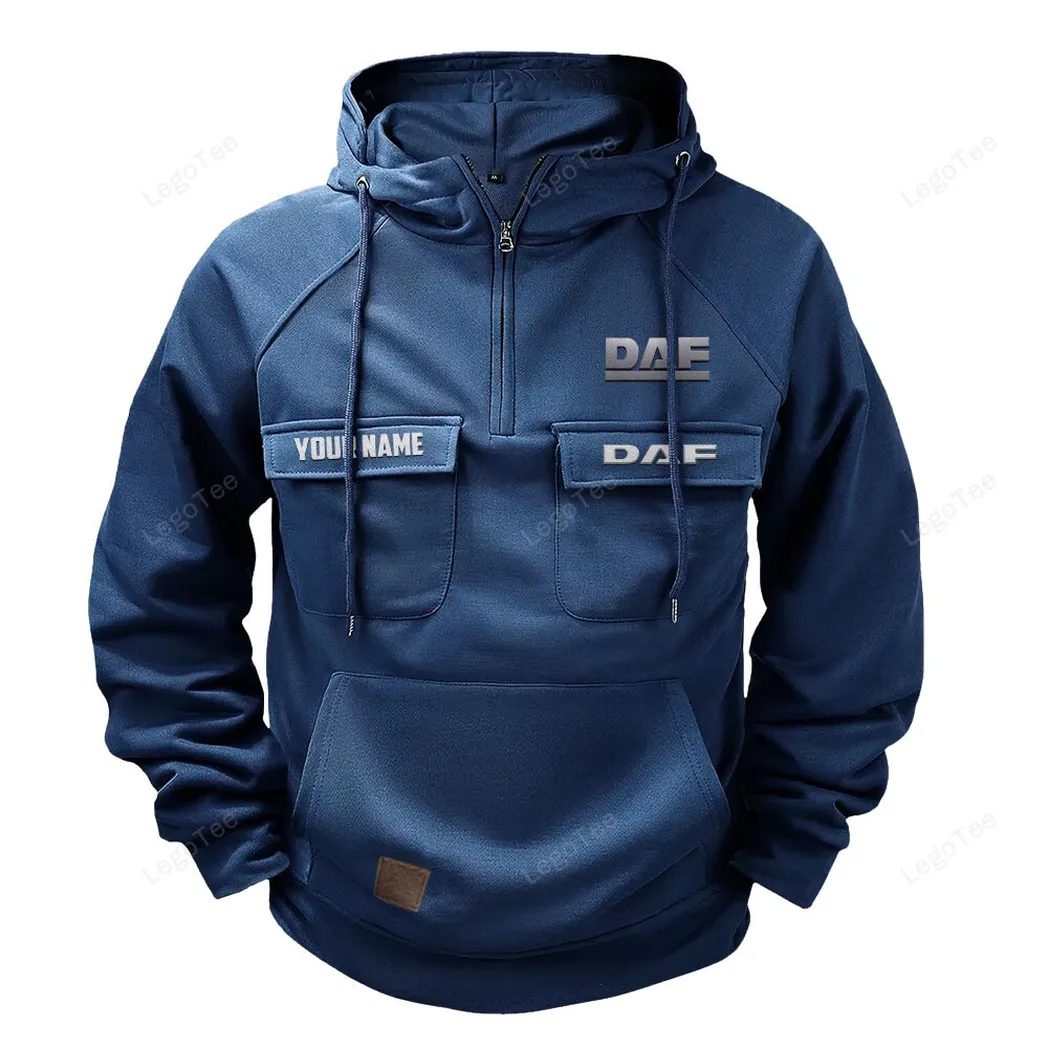Transport Vehicle Tactical Quarter-Zip Hoodie, Rugged Garage Tactical Hoodie CAR109 - Dark Blue