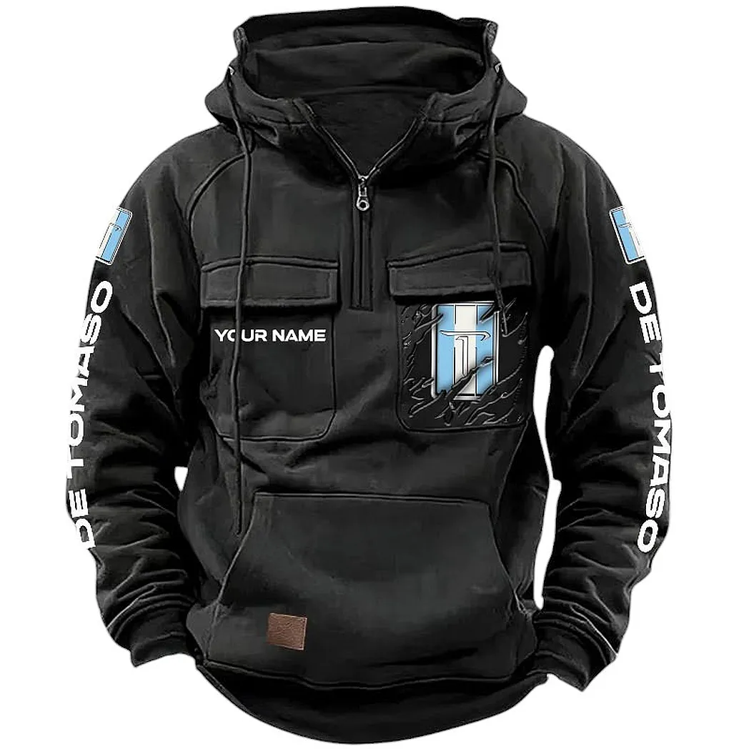 Italian Sport Coupe Tactical Quarter-Zip Hoodie, Custom Gearhead Hoodie CAR164 - Black